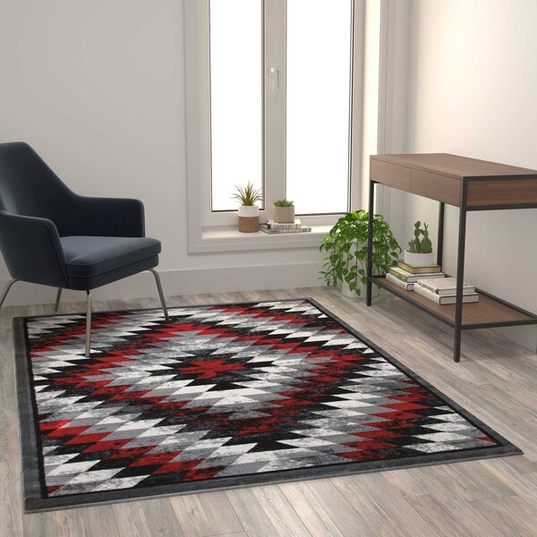 Flash Furniture Red 5' x 7' Diamond Patterned Area Rug OKR-RG1106-57-RD-GG - main
